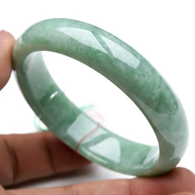 
Wholesale Promotional Beautiful Green Stone Bracelets High Quality Rounded Natural Stone Jade Bangle Green 