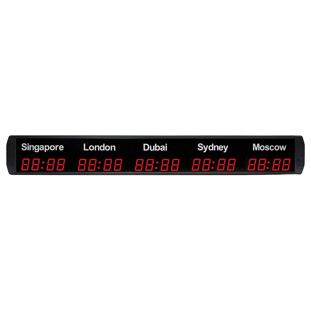 Custom LED Digital Display 5 Time Zone World Wall Clock with GPS Automatic Calibration Time for Office Bedroom Living Room