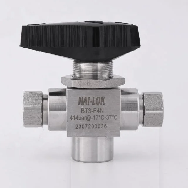 NAI-LOK Instrumentation Stainless Steel 6000psi PEEK Seats 1/4 Female NPT CNG Fast-fill 3 Way Trunnion Ball Valve