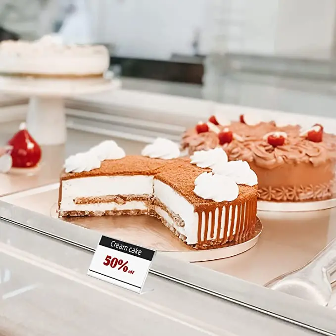 Mini Counter top L shape price tag stand clear acrylic name plate holder label holder for wedding buffet party bakery