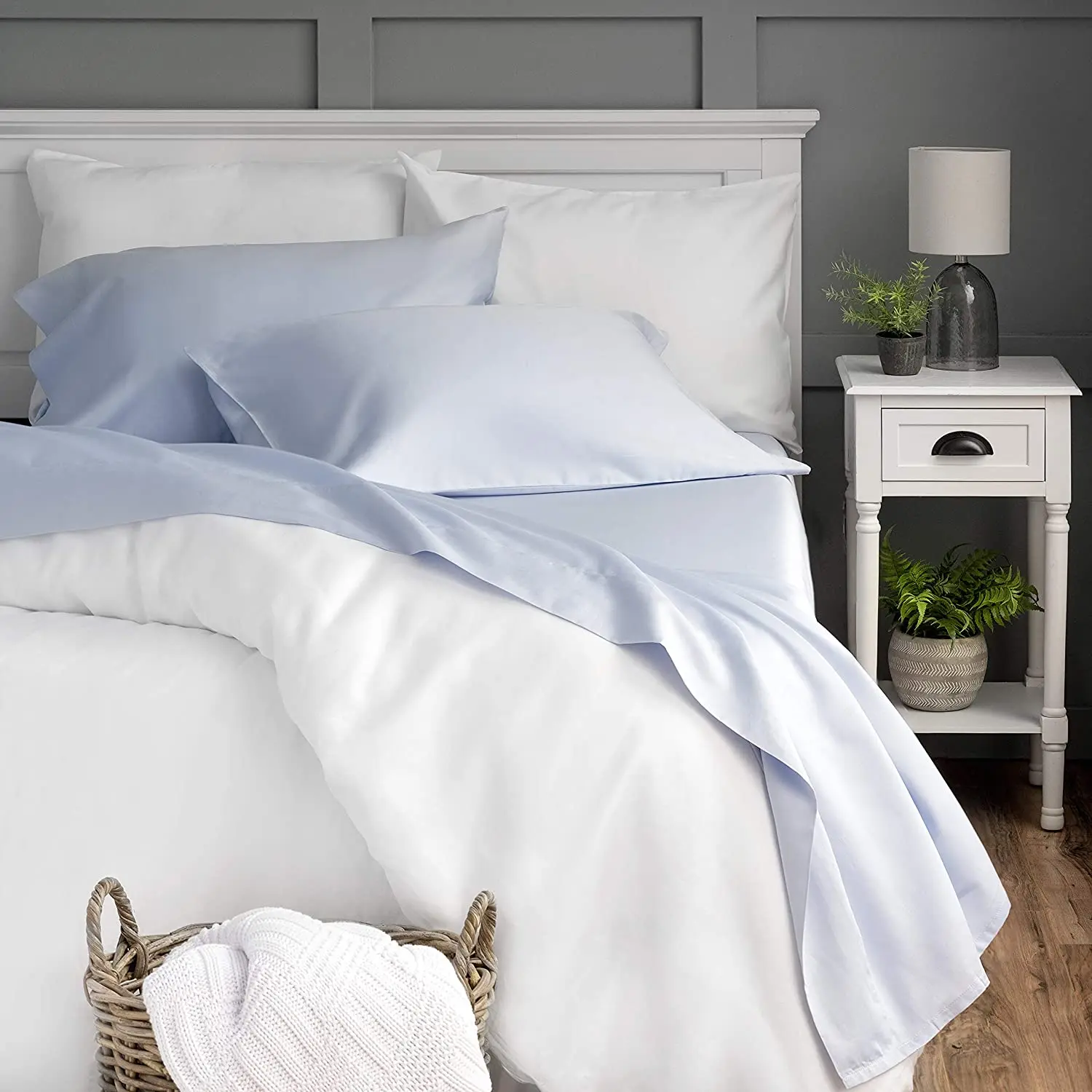 high quality GOTS certificated 100% organic cotton bedsheet sets bedding sheets 400 thread count 4piece sateen weave grey color