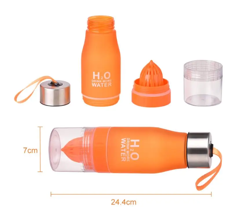 BPA Free 650 ml H2O squeeze Lemon Fruit Juice infuser Water Bottle For Outdoor Sports My Bottle Shaker cup