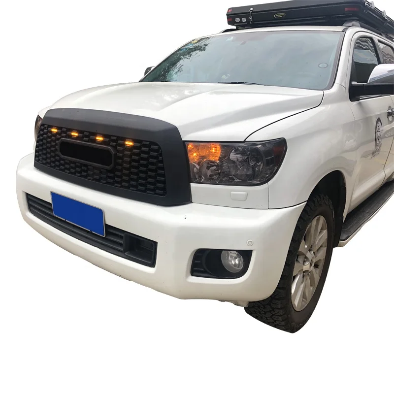 4x4 SUV Car Accessories Led Lights Auto Front Bumper Grill Grille Fit for Toyota Sequoia TRD 2010-2018 ABS