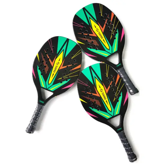 Top Brand OEM Carbon Fiber Round/Diamond/Teardrop Customized Beach Tennis Racket Paddle Rackets
