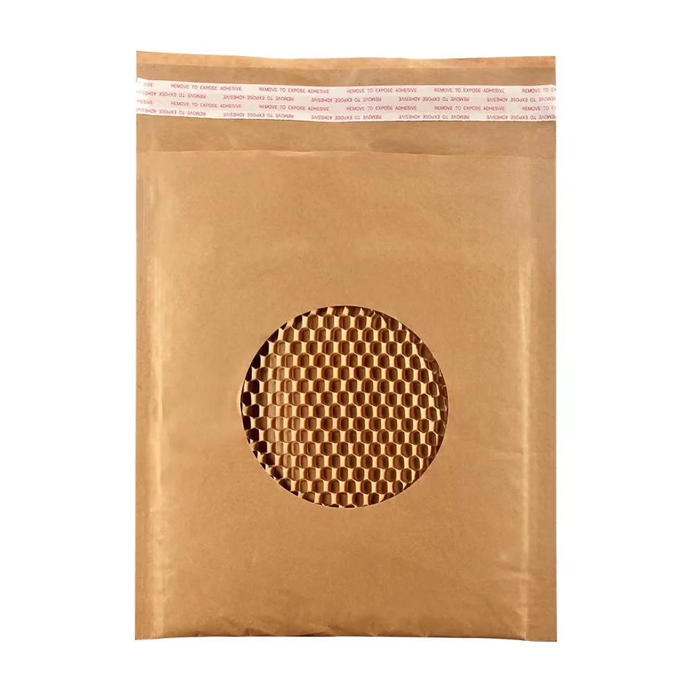 Creatrust Custom Biodegradable Honeycomb Cushion Wrap Mail Mailing Bag Black Kraft Padded Honeycomb Envelope Paper Mailer