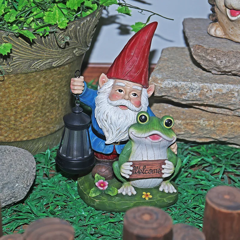 
wholesale custom resin led light funny Dwarf figurines large cheap outdoor garden gnomes solar statue 