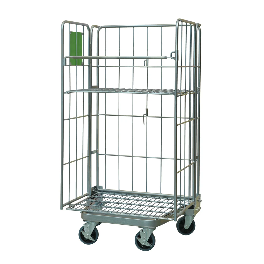 Металлическая клетка для хранения Складная Тележка с четырьмя колесами вращающаяся стальная тележка