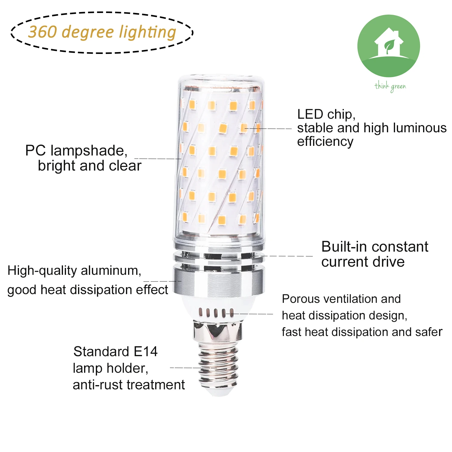 Hot E14 LED Corn Bulb 12W Small Edison Screw LED Light Bulbs 100w Equivalent LED E14 Light