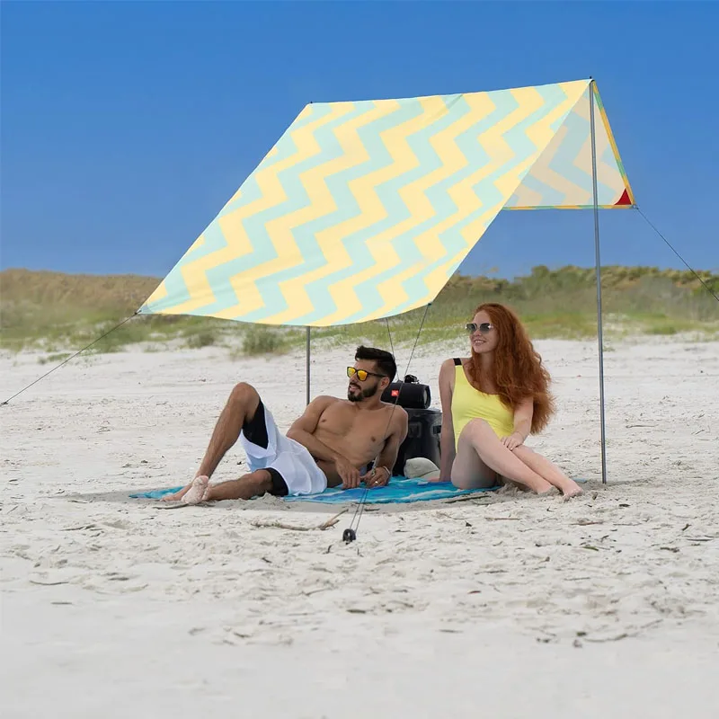 Easy assembly Custom printing Best Summer Outdoor Uv Protection Sun Shade Shelter Beach Tent for Camping Hiking
