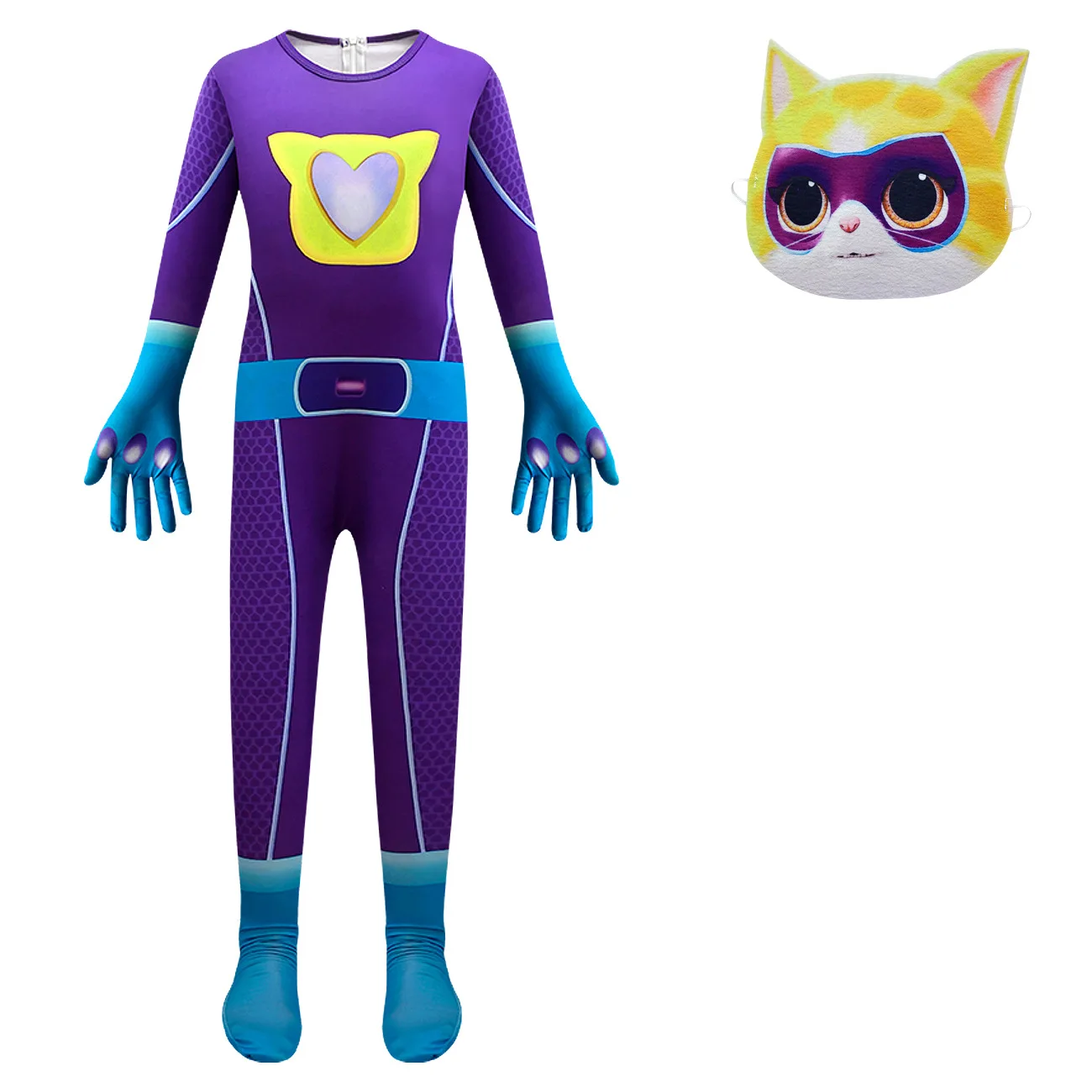 2024 Hotsale New Design Cartoon Super Cat Cosplay Cat Jumpsuit Costumes For Kid Boy Halloween Kitty
