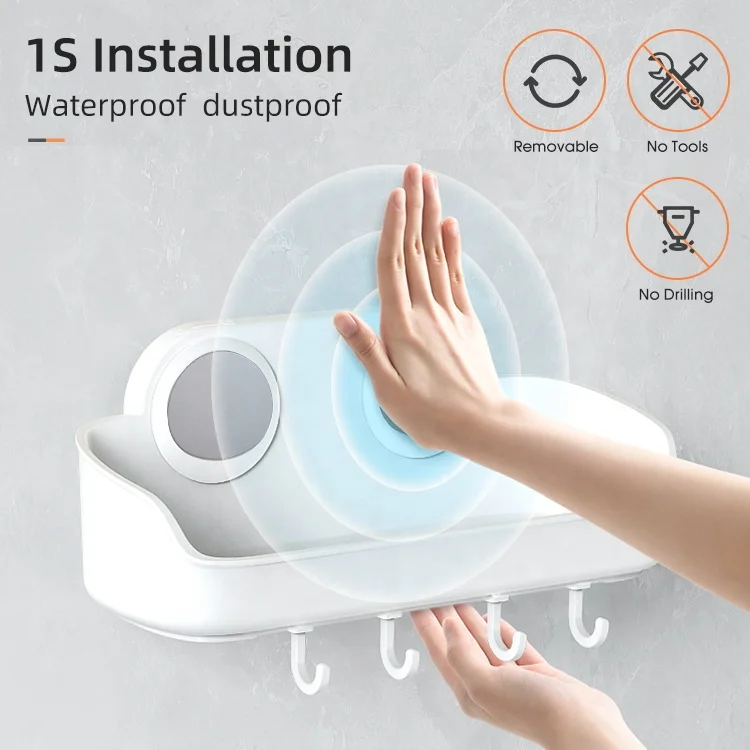 Toilet bathroom shower shelf wall hanging free punching 2 Pack hook bathroom organizer shower caddy