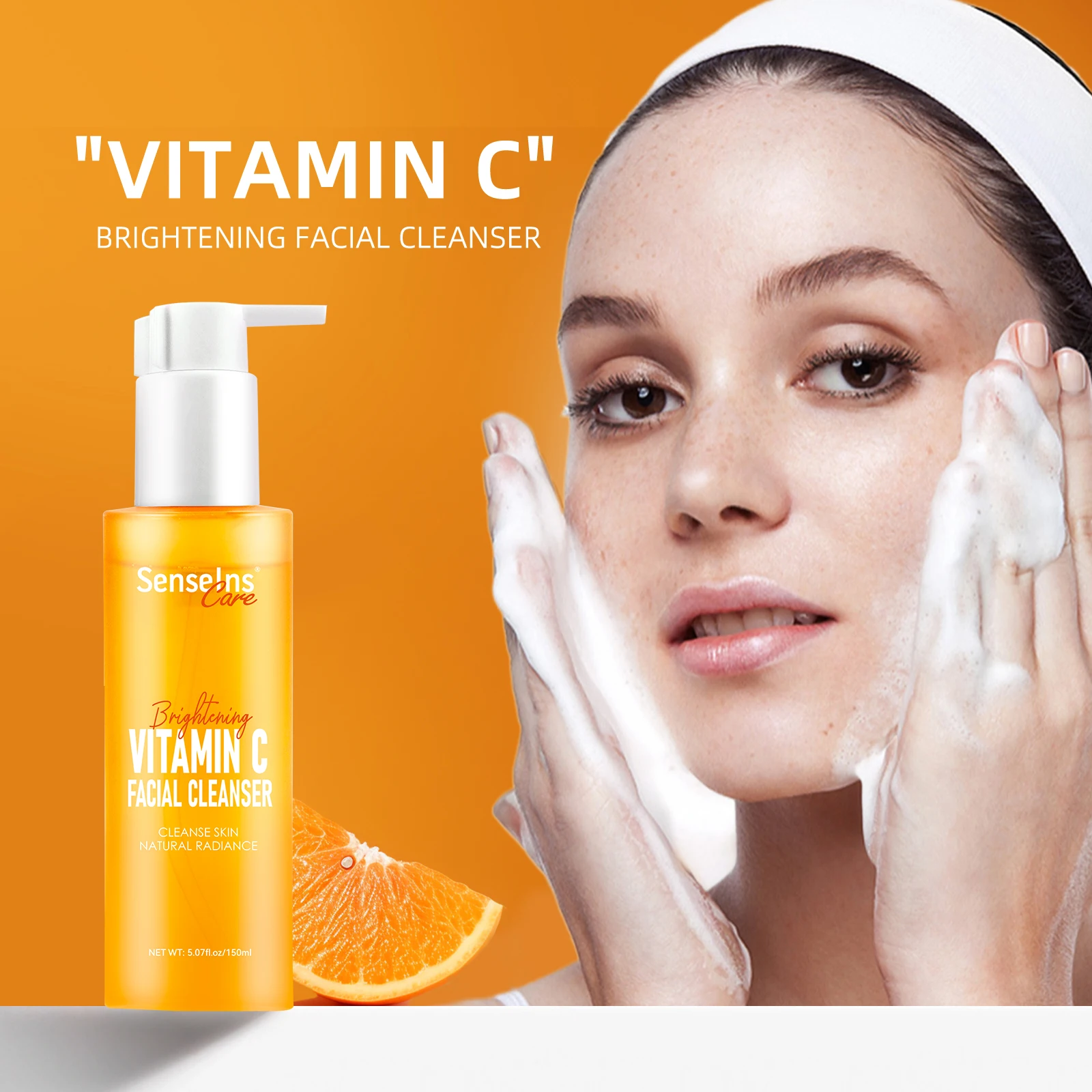 Vitamin C facial cleanser 100% Natural Organic Soothing Moisturizing Foaming deep Cleansing Whitening face wash