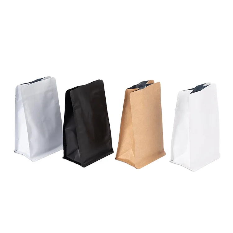 Eco friendly coffee bean packing pouch coffee bags with valve 500 g zip lock flat bottom aluminum bags