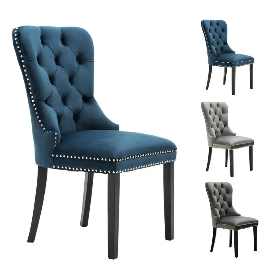 European style wood frame Elegant y Luxury Upholstered  Leather /velvet Wooden Dining Chair  High back dining chair