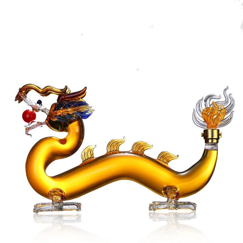 Animal Vodka Whiskey Glass Art Bottle Customize Glass Dragon Shape Liquor Bottle