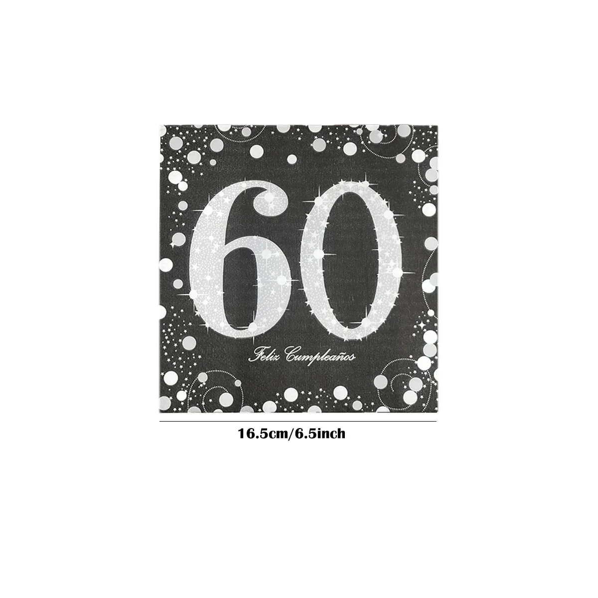 60th Birthday Theme Party Silver Number Pattern Paper Towels Year End Party Disposable Rose Red Napkins