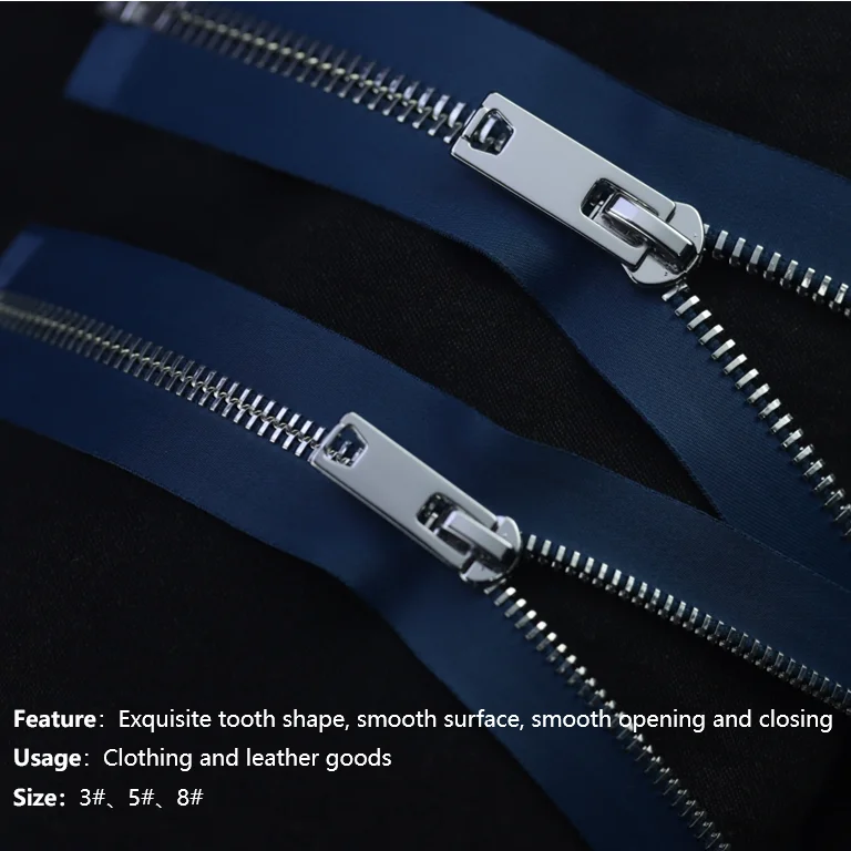 Wholesale #3 #5 #7 #8 #10 bag cremallera fermuar metallic zipper Custom logo zip metal jacket zipper