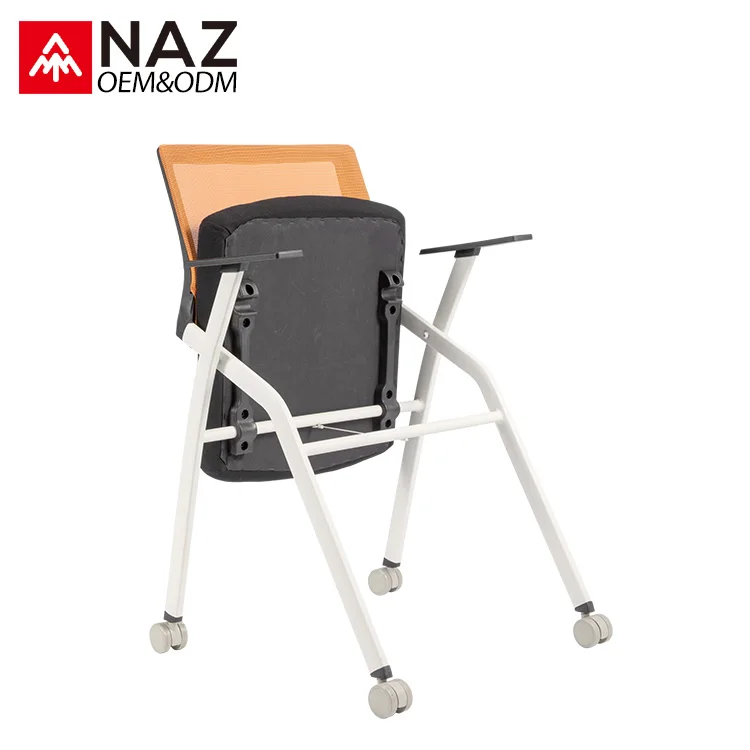
Folding training chair mesh back office meeting room chair with castors 