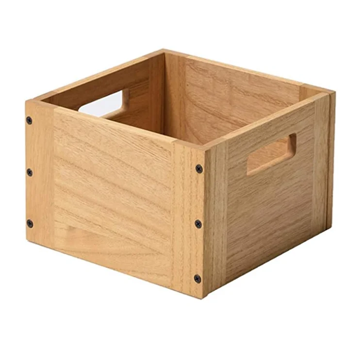 Wholesale stackable wood open bins organizer basket box home clothes toy cube storage box