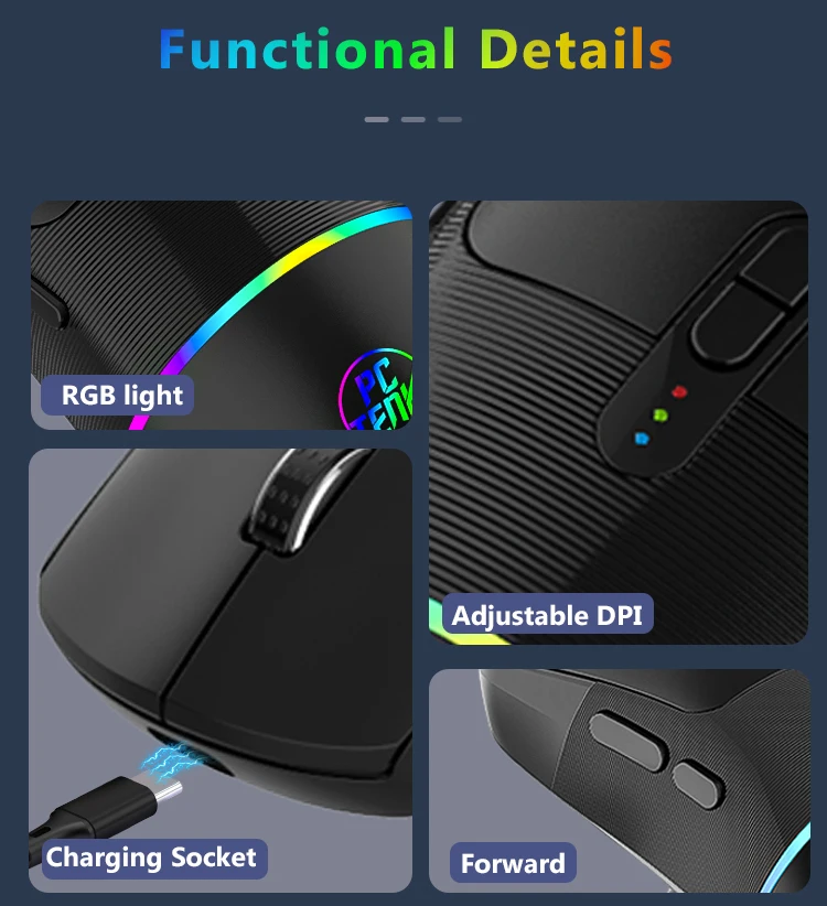 2.4G USB Computer Gaming Mouse RGB Color LED Backlit Rechargeable Silent Wireless Gaming Mouse For PC Laptop