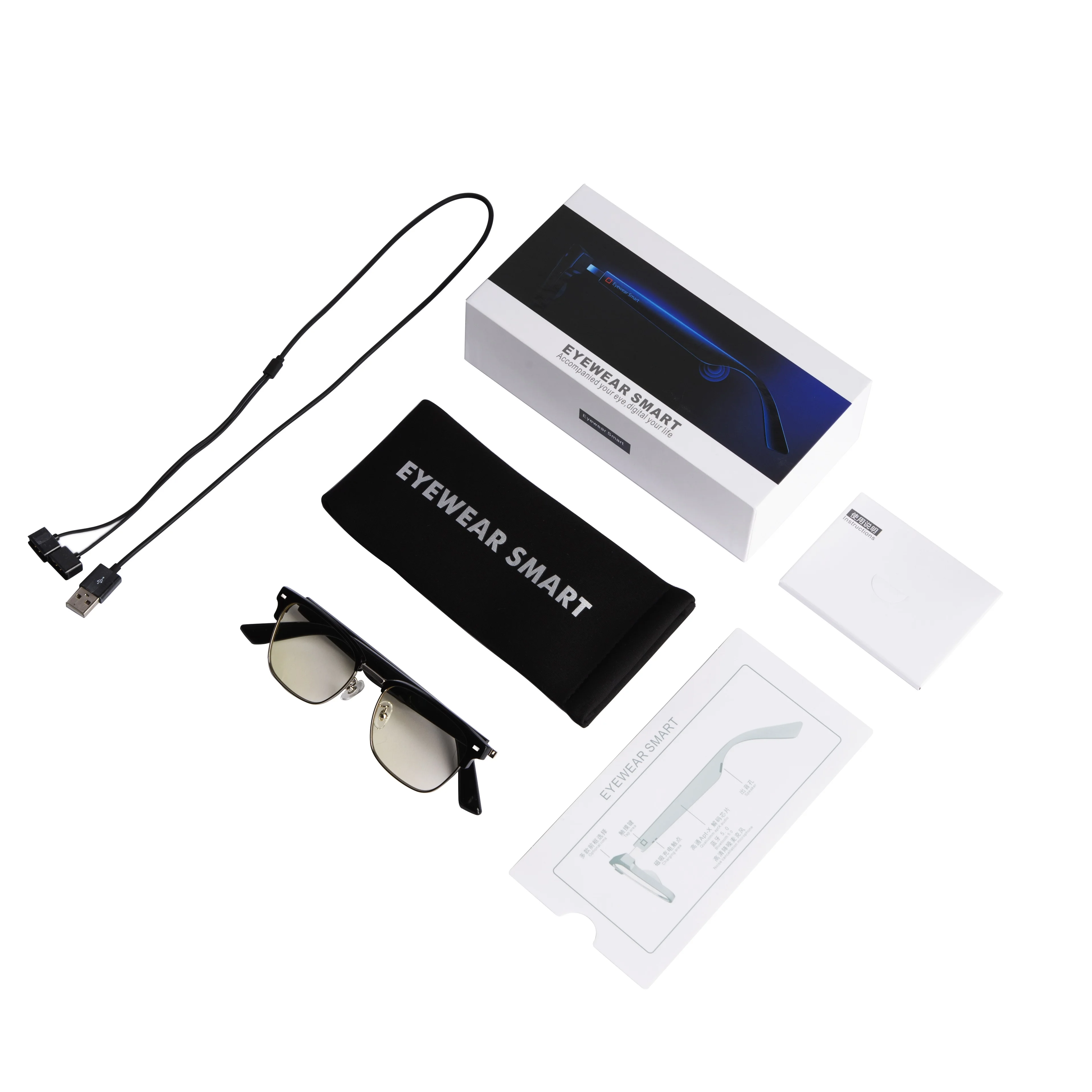 Популярные дизайнерские умные очки с металлическими дужками и защитой от синего света, поляризованные музыкальные очки с поддержкой Bluetooth для повседневной жизни