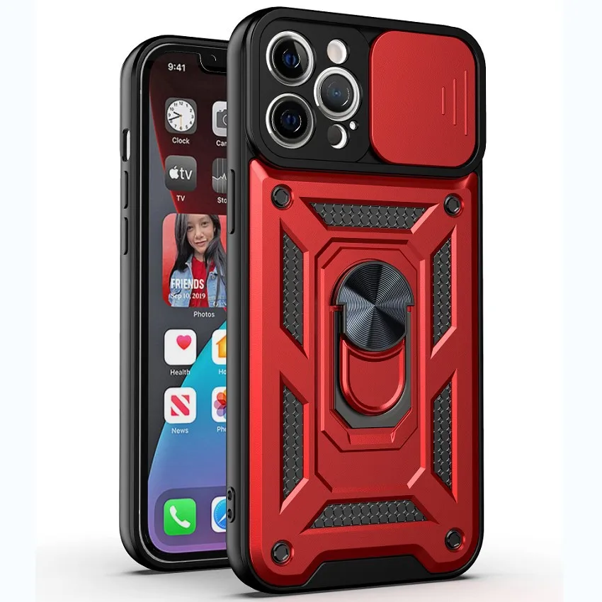 New popular armor 2 in 1 Camera lens push window 360 rotating metal ring kickstand phone case for Moto G 5G 2022 G31 G30 G9