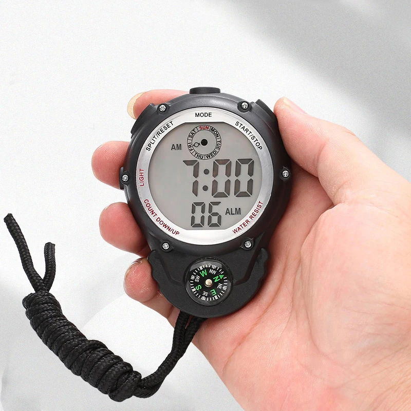 EMAF Waterproof Kids Digital Stopwatches Split Coach Stop watch Big Display Cronometro Decimal Minute Simple Stopwatch Clock