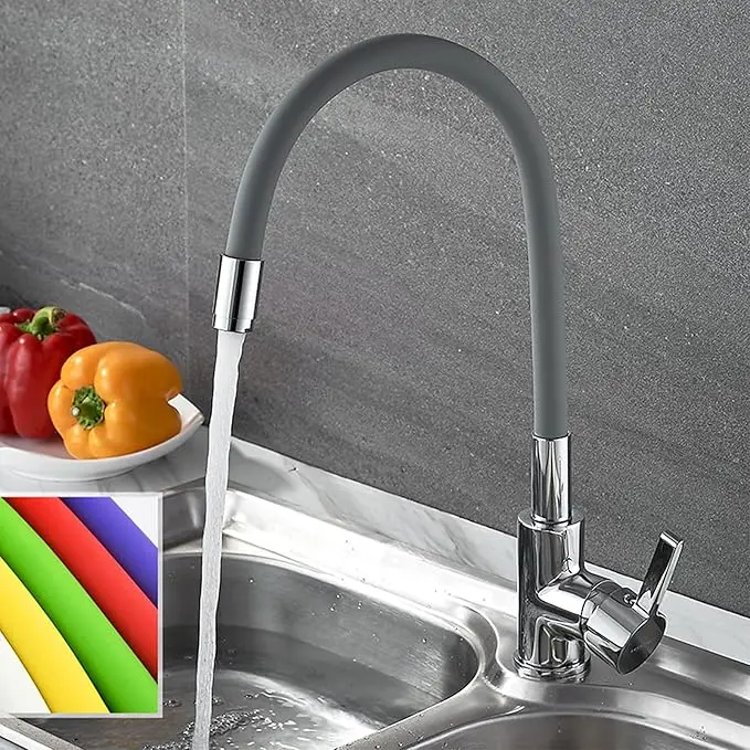 Single-Hole 360 Degree Swivel Copper Faucet Flexible Rubber Hose Thermostatic Kitchen Sink Taps Deck Mounted