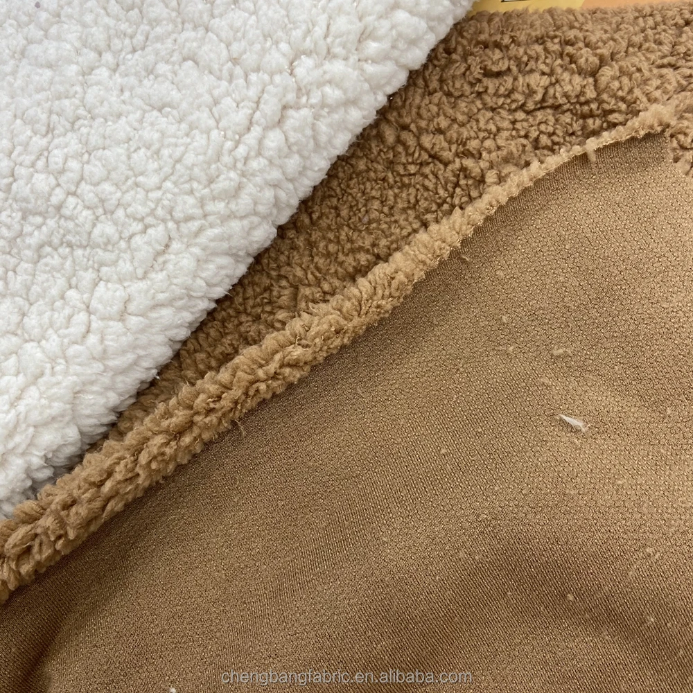 Four way stretchy very soft short pile polyester spandex sherpa fleece fabric for bolster, cover accessories