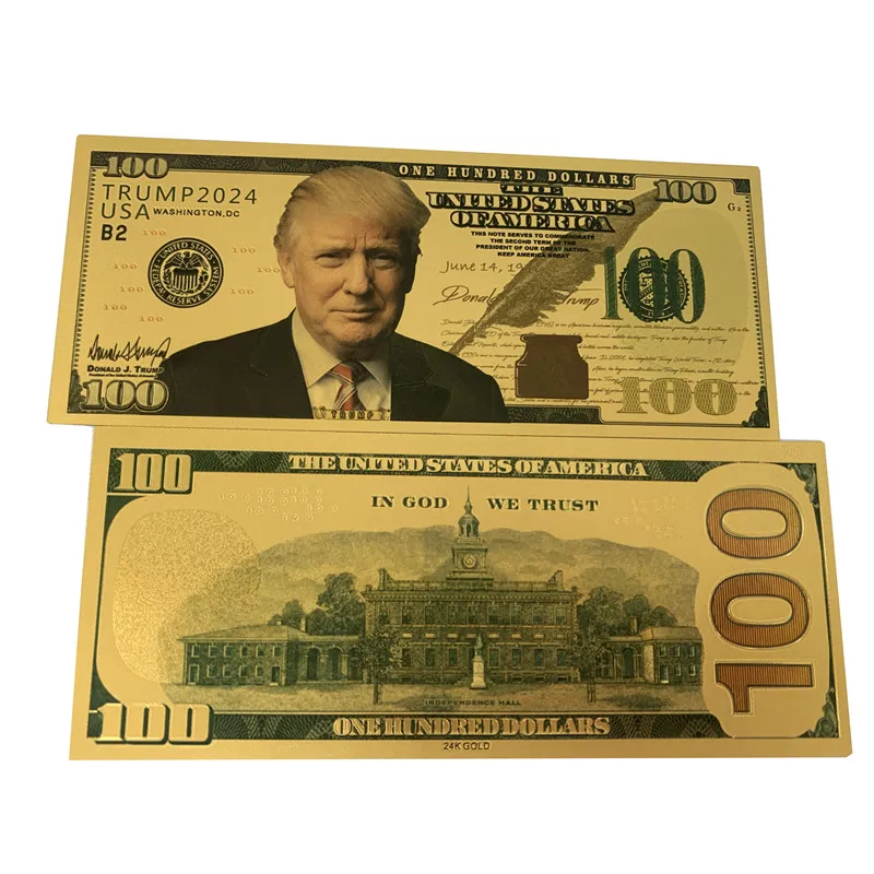 Новинка 2024 г. Лидер продаж 24k Золотая фольга Дональд Трамп США избирательные счета