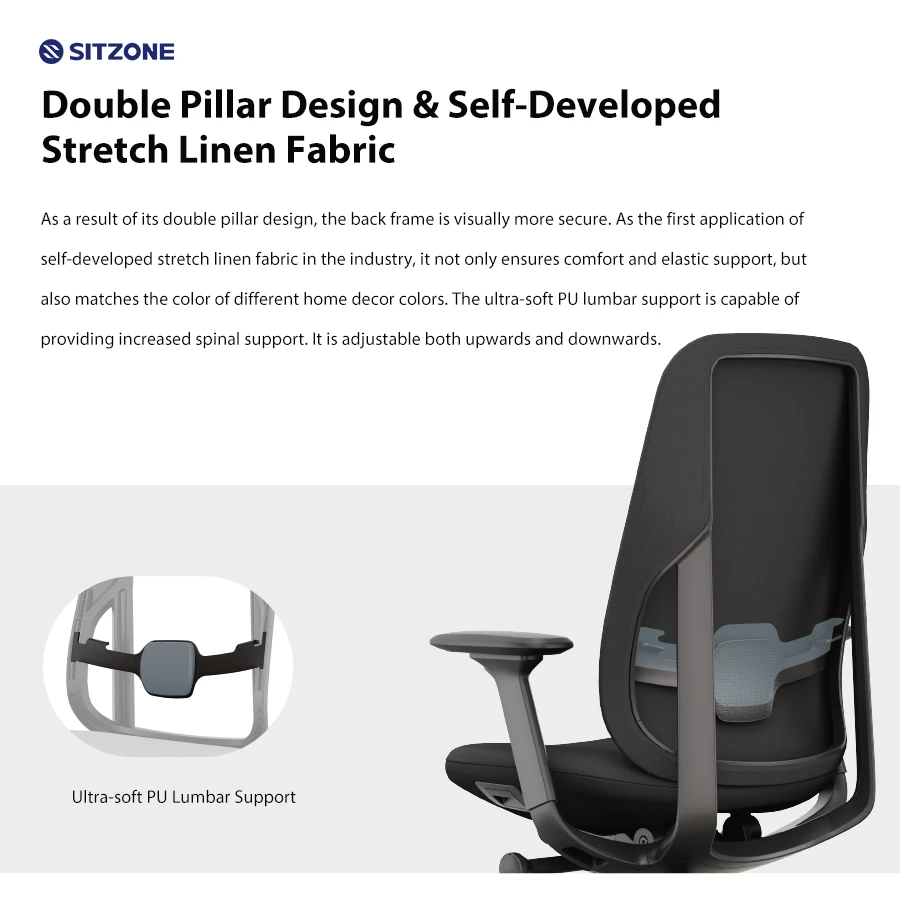 Sitzone High Back Adjustable High Back Mesh Office Furniture Ergonomic Chair Office Executive Design Swivel Chair