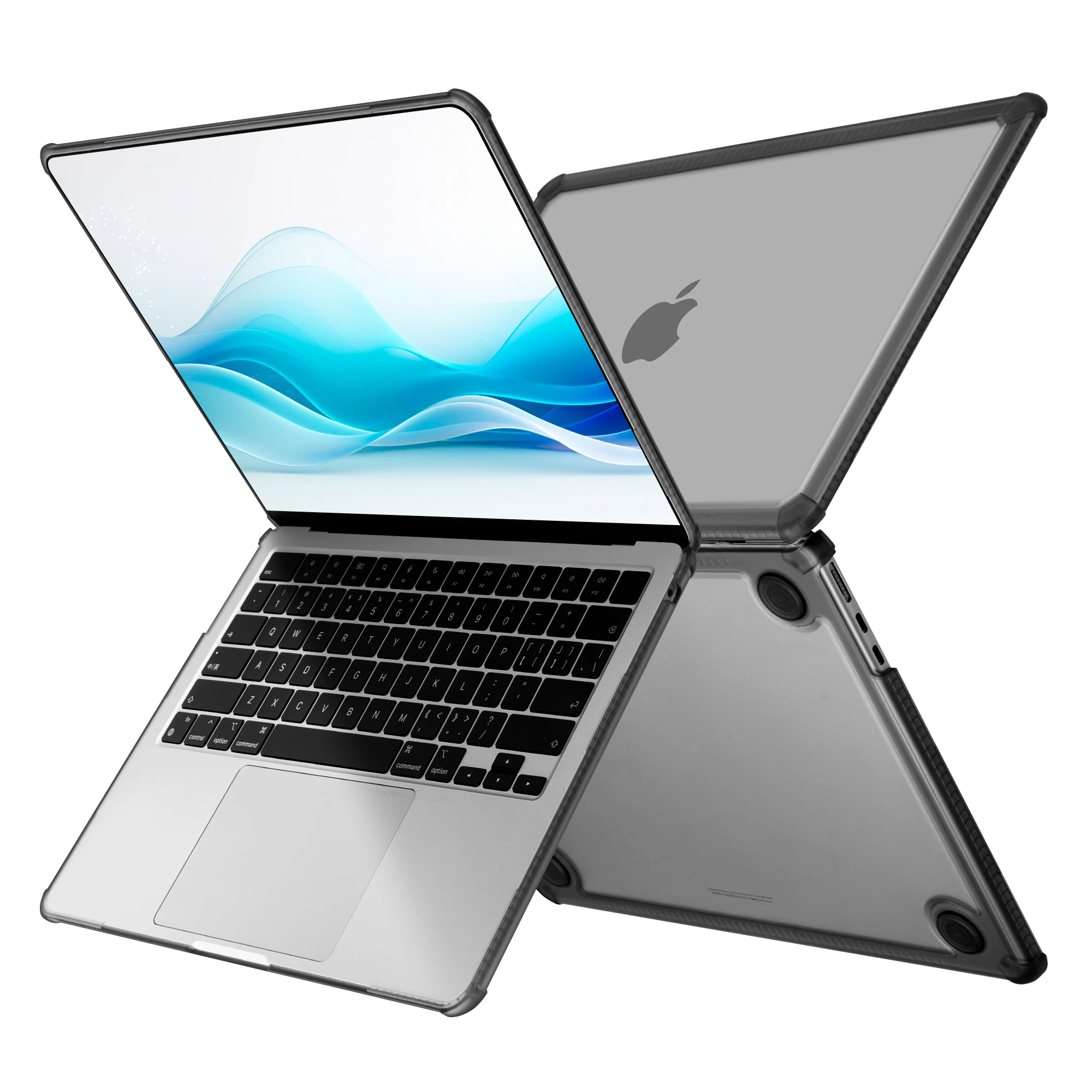 Mac book Air M2/M3 13 6 дюймов блестящие углы ТПУ утолщенная мягкая внутренняя рамка анти-деформация ПК жесткий чехол полное покрытие