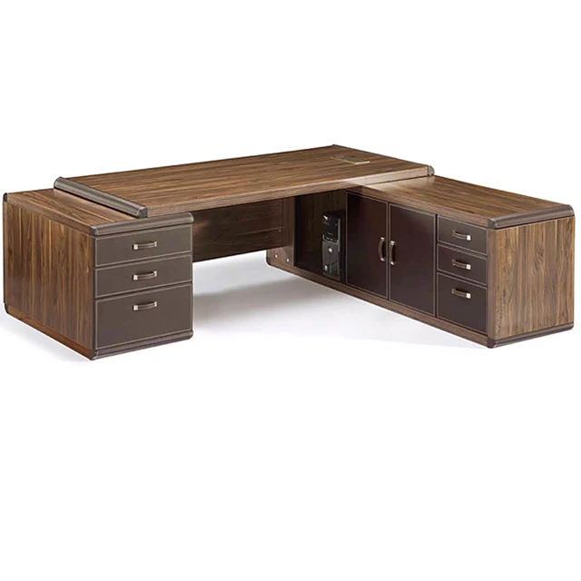 Luxurious Modern High-End L-Shaped Executive Desk Boss Desk Made of Wood for Office or Villa Modular Office Furniture