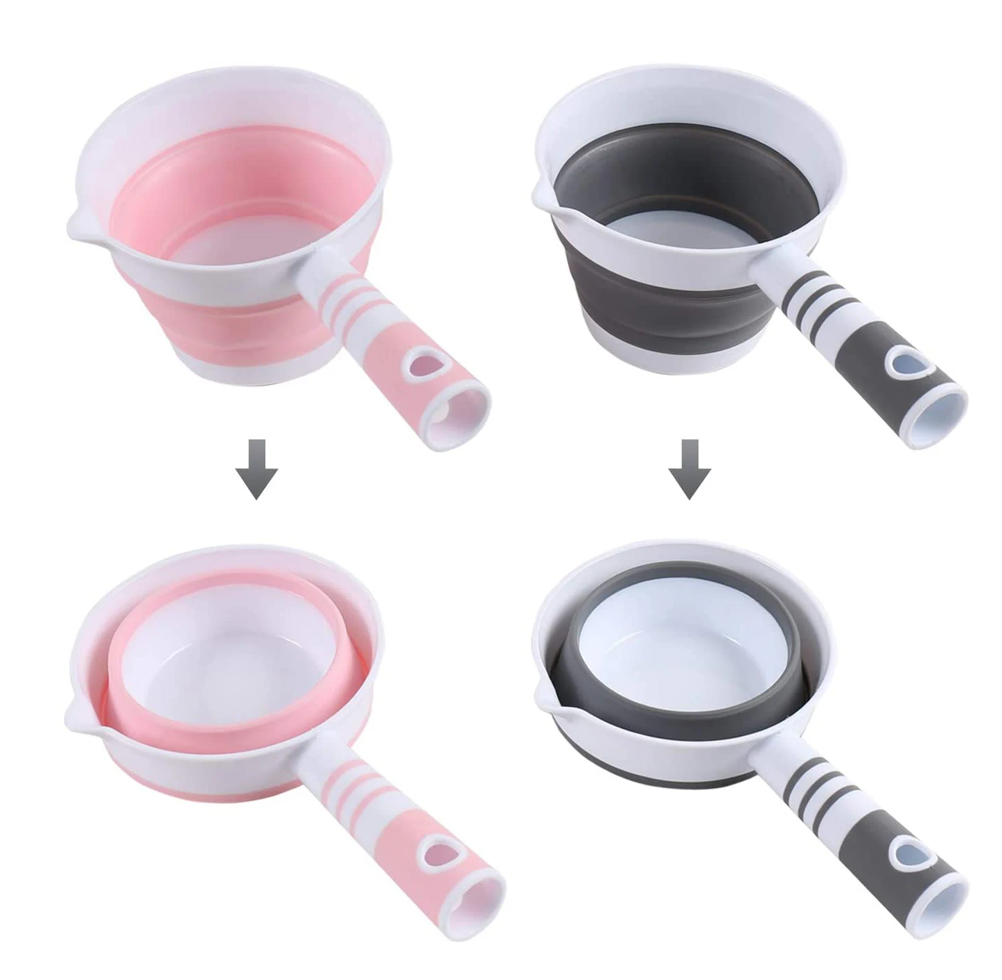 Fold-able Water Ladle Collapsible Water Scoop Dipper Folding Bath Spoon Ladle Space Saving for Kitchen Bathroom