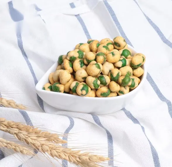 Здоровые закуски для продажи хрустящих пряных креветок со вкусом зеленого горошка лидер продаж оптовая упаковка индивидуальное обслуживание