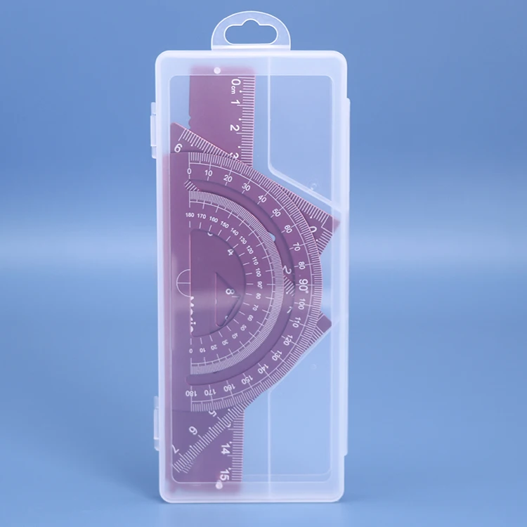 Школьный поставщик детская Геометрическая коробка для детей оптовая продажа набор алюминиевых линейки на заказ пластиковая PP Набор геометрических