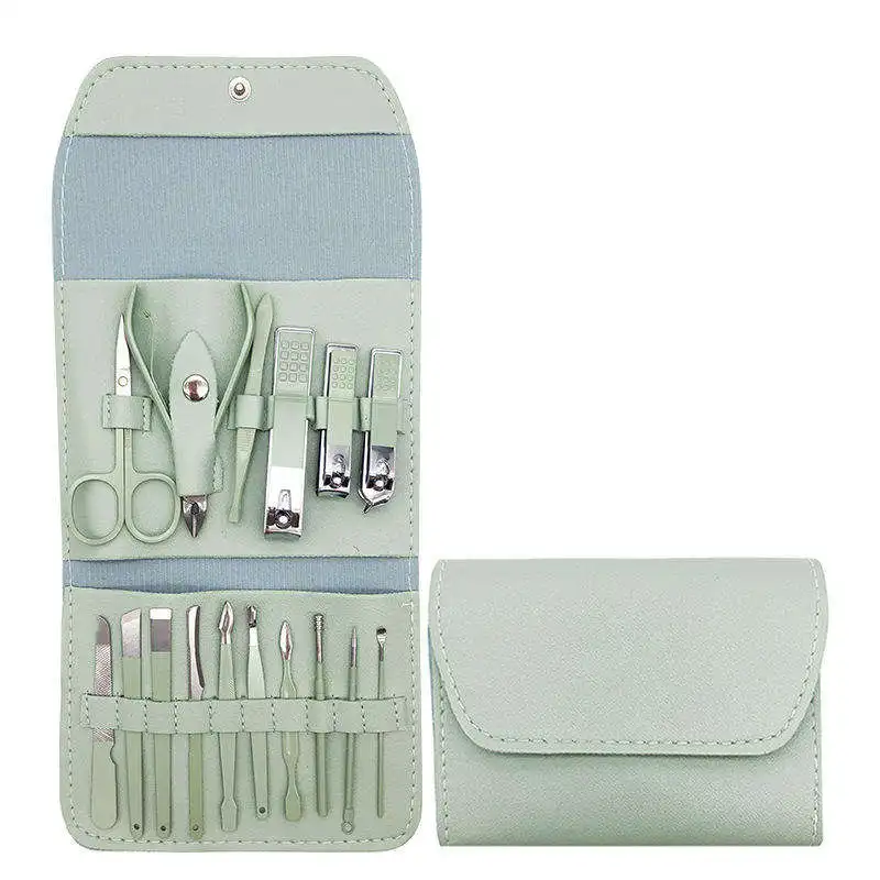 12/16 PCS Full Nail Care Tools Manicure&Pedicure Cuticle Trimming Kit Portable Nail Clippers Set With Folding Storage Bag