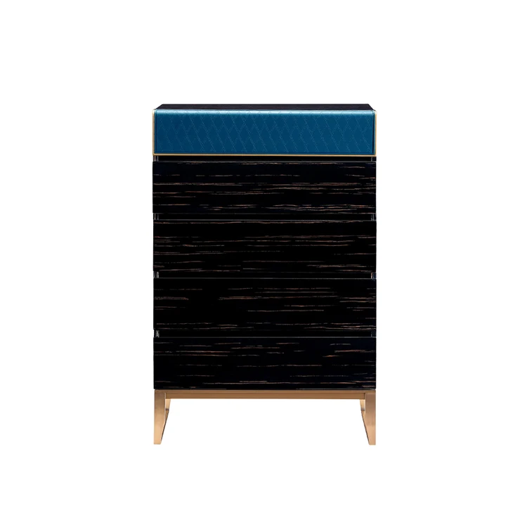 Wholesale Wooden European Style Black High Gloss 5 Drawers Chest Of Drawers