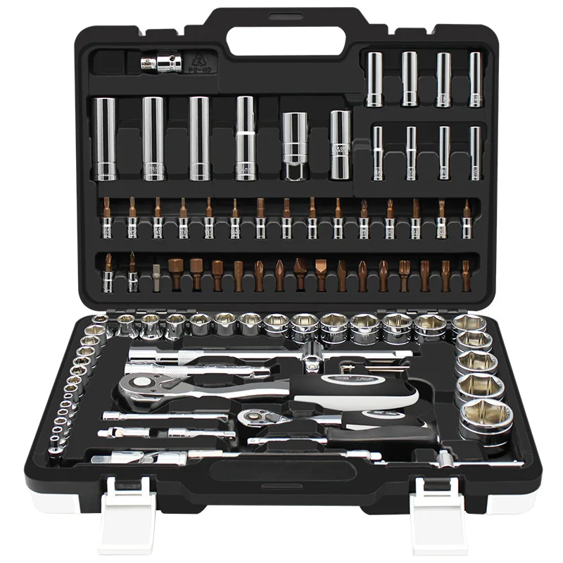 CR-V Steel 94pcs Auto Air Suspension Repair Hand Hardware Tools Box Set Car Engine Socket Ratchet Wrench