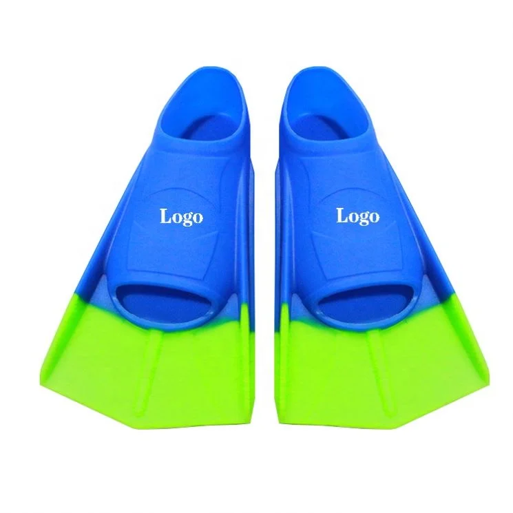 Hot sell custom logo color soft silicon full foot diving fin wide size adult kids short blade swim fins for snorkeling diving