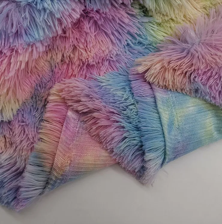 New Spot 40 Hair Colorful Plush rainbow PV Wool Tie Dye Hai Pai Fur Toys Home Pet Supplies Fabric