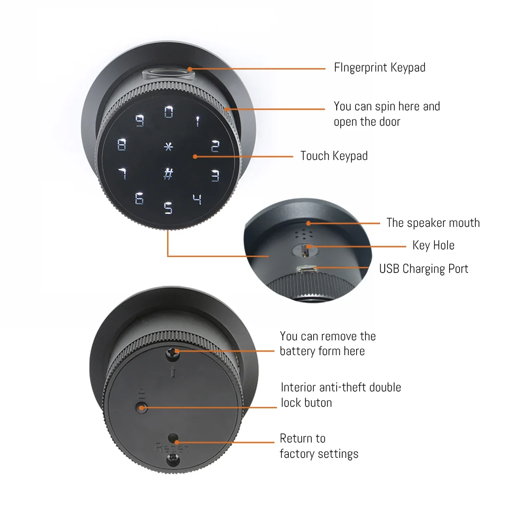 Home Fingerprint Digital Temporary password Tuya App Smart Door Lock Safe