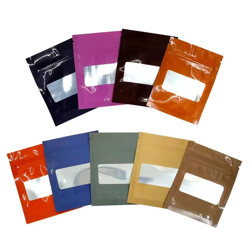 Ready to ship holographic customized childproof 7 gram 1 pound gallon matte black mylar bags 5x7 with clear window