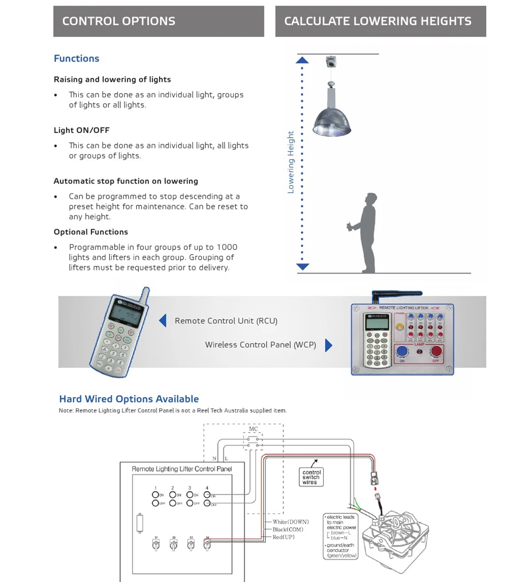 
Lighting Lifter Chandelier Hoist 10m 15m 12kgs 15kgs LED High Bay Lighting Lifter 