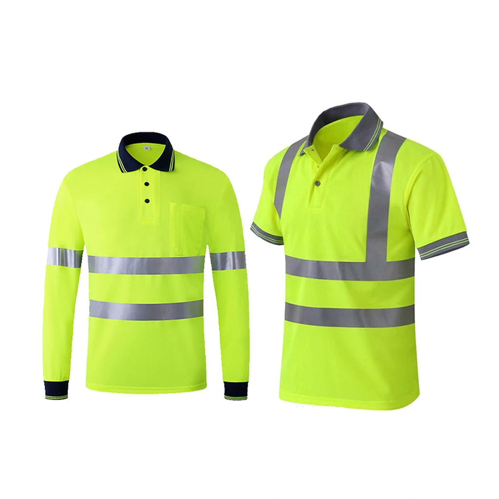 High Visibility Safety T-shirt EN ISO 20471 / ANSI Class 2 Reflective Black Yellow Orange Short Sleeve Long Sleeve T-shirt