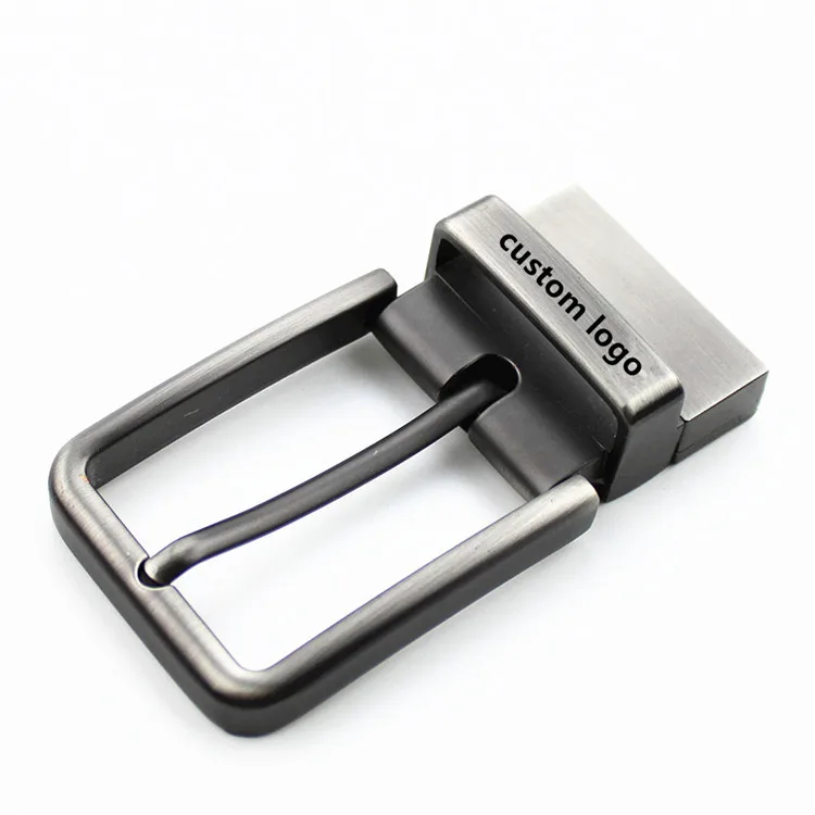 Factory Supply Custom Rotated Buckle Laser LOGO Finish Reversible Zinc Alloy Pin Buckles For Leather Belts