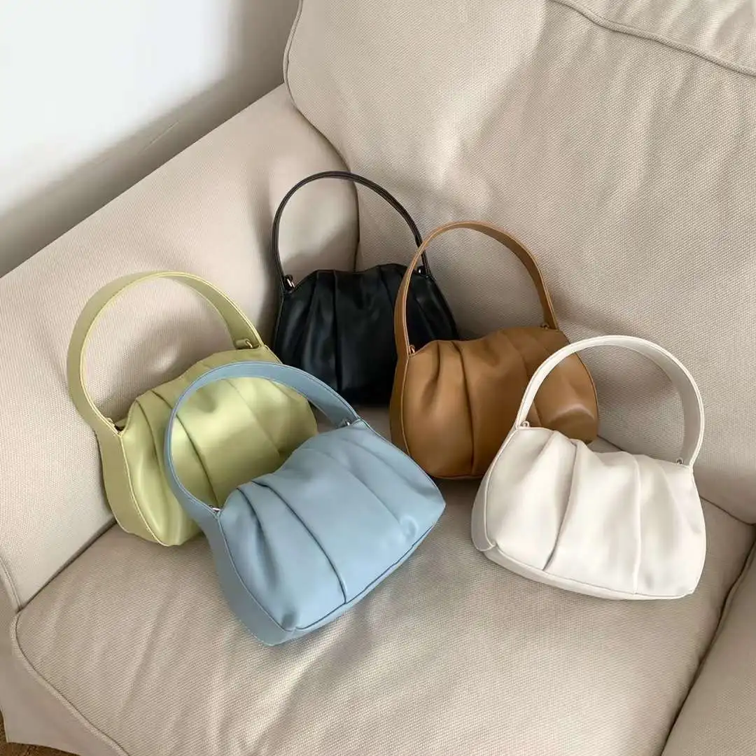 SESHINE niche design messenger crossbody bag fashion texture pleated hand-held cloud handbag for women