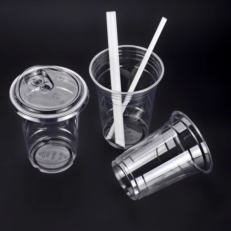 Clear Smoothies cup  Logo Custom Printed 90 95 98 Caliber Disposable Pet Plastic Boba Cup For coffee