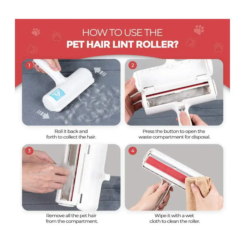 2-Way  Reusable Pet Hair Remover Roller Lint Remove Brush Dog Cat Hair Clothes Carpet Cleaning Brush Fuzz Shaver