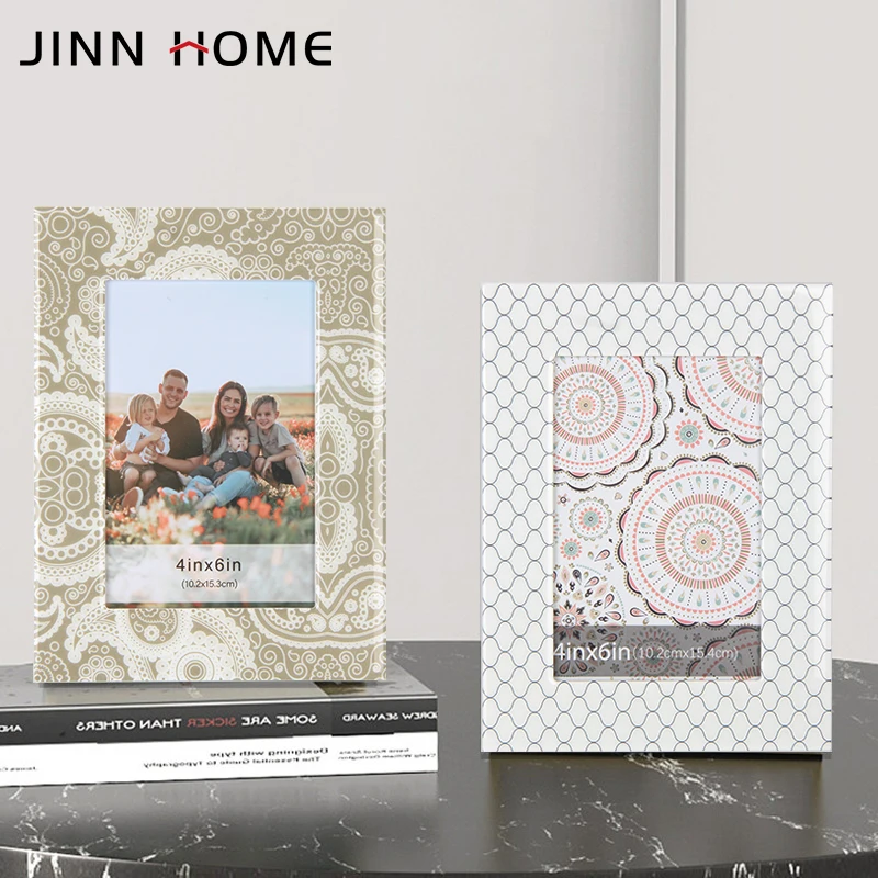 Jinn Home 5x7 черный белый цветочный Блестящий Стеклянный Фоторамка из смолы фоторамка 4x6 льняной цвет винтажный узор